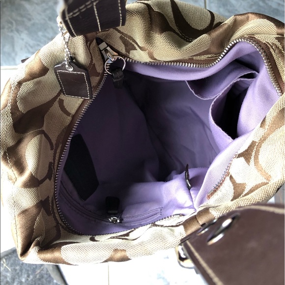 Coach signature brown shoulder hand bag - Picture 4 of 8
